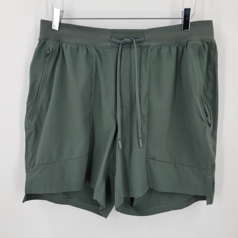 Lululemon Men's Green Athletic Shorts XL 7" Inseam 34" Waist Zip Pockets